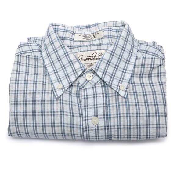 Arnold Palmer Check Short Sleeve Button Down Shirt Blue Lightweight - Picture 5 of 9